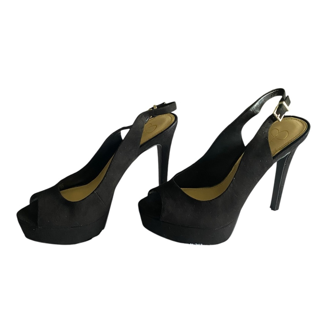 Jessica Simpson Chic Black Suede Slingback Heels - Picture 6 of 9